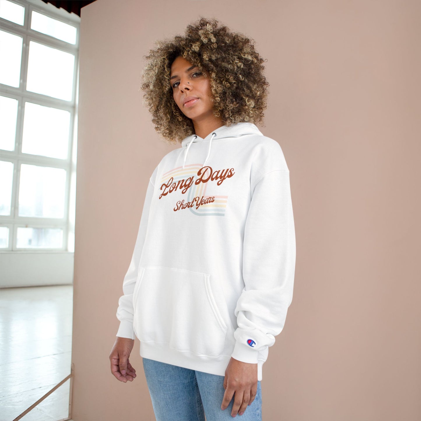 Unisex Champion Hoodie-Retro Rainbow